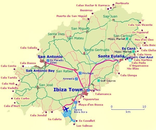 Map Of Ibiza Showing Airport | Campus Map